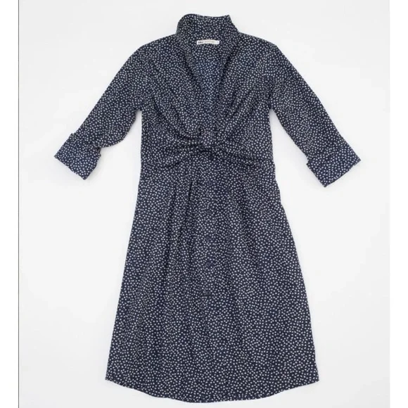 SBJ Austin Floral Laurie Tie Front Long Sleeve Dress Blue Size 2 - Picture 2 of 7